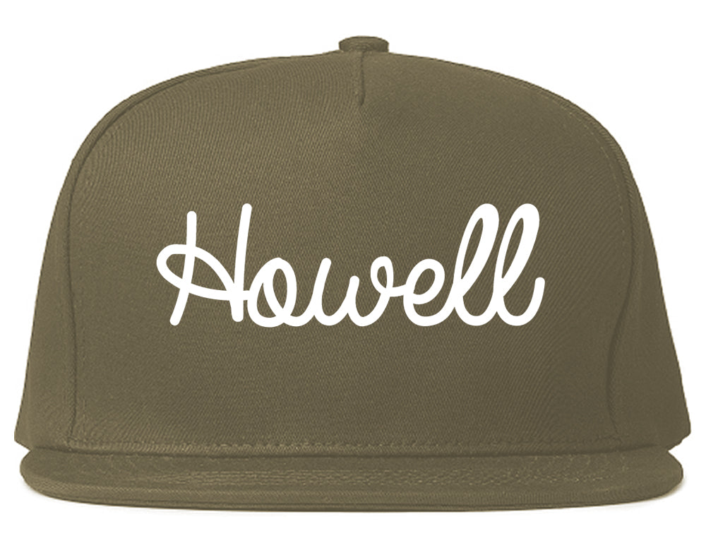 Howell Michigan MI Script Mens Snapback Hat Grey