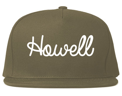 Howell Michigan MI Script Mens Snapback Hat Grey