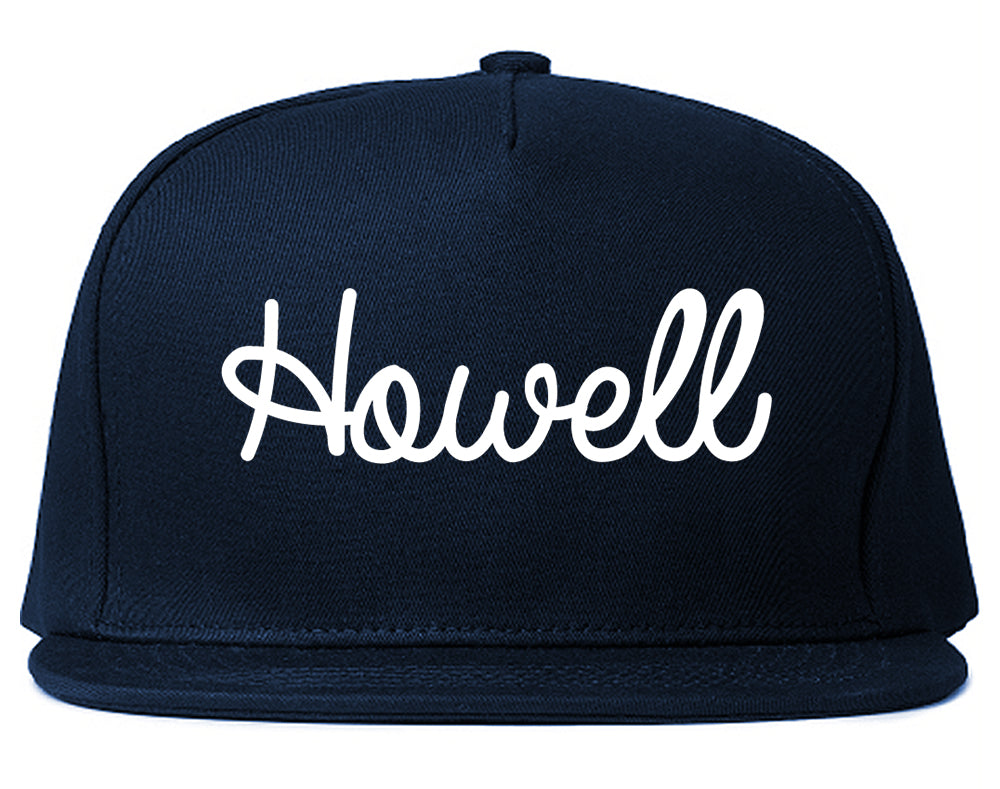 Howell Michigan MI Script Mens Snapback Hat Navy Blue
