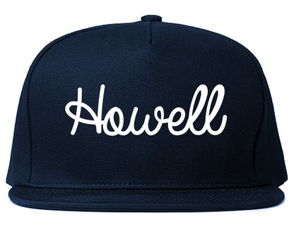 Howell Michigan MI Script Mens Snapback Hat Navy Blue