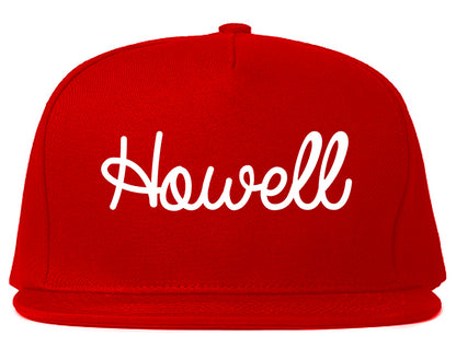 Howell Michigan MI Script Mens Snapback Hat Red