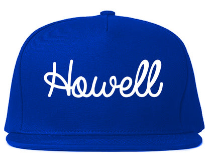 Howell Michigan MI Script Mens Snapback Hat Royal Blue