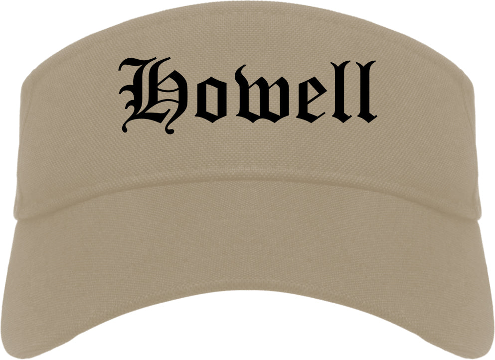 Howell Michigan MI Old English Mens Visor Cap Hat Khaki