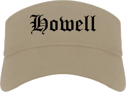Howell Michigan MI Old English Mens Visor Cap Hat Khaki