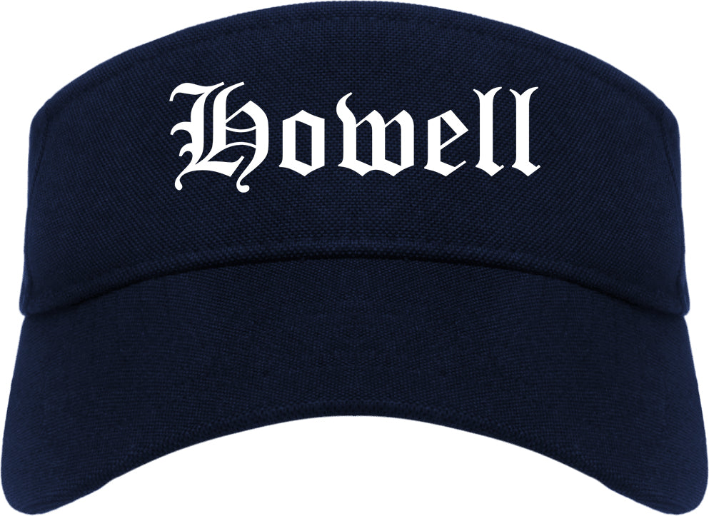 Howell Michigan MI Old English Mens Visor Cap Hat Navy Blue