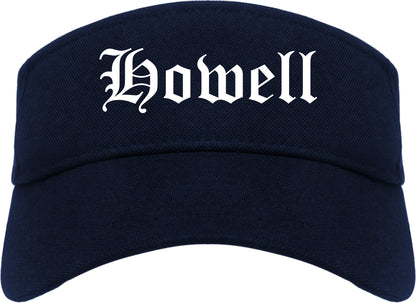 Howell Michigan MI Old English Mens Visor Cap Hat Navy Blue
