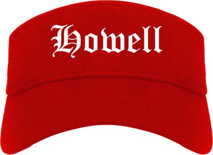 Howell Michigan MI Old English Mens Visor Cap Hat Red