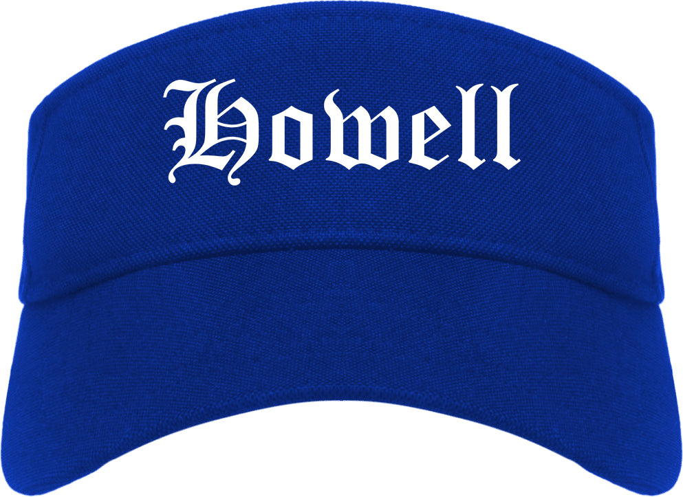 Howell Michigan MI Old English Mens Visor Cap Hat Royal Blue
