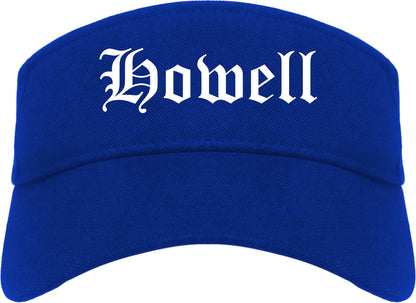 Howell Michigan MI Old English Mens Visor Cap Hat Royal Blue