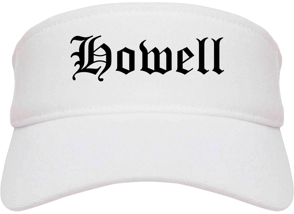 Howell Michigan MI Old English Mens Visor Cap Hat White