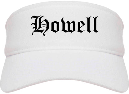Howell Michigan MI Old English Mens Visor Cap Hat White