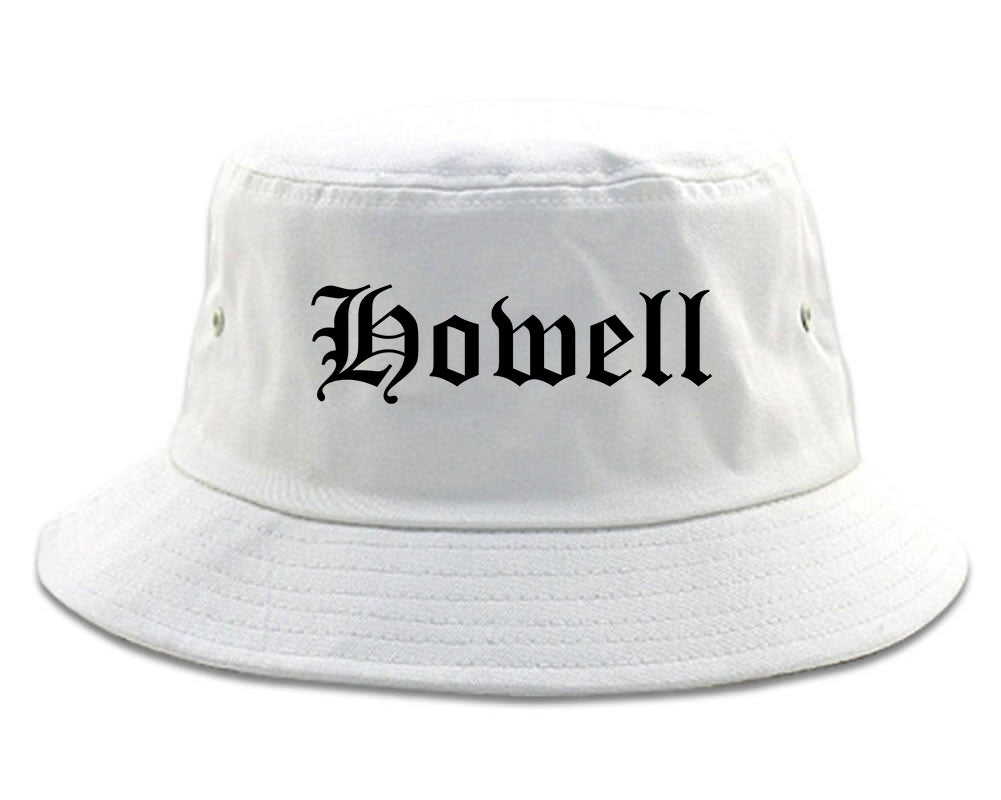 Howell Michigan MI Old English Mens Bucket Hat White