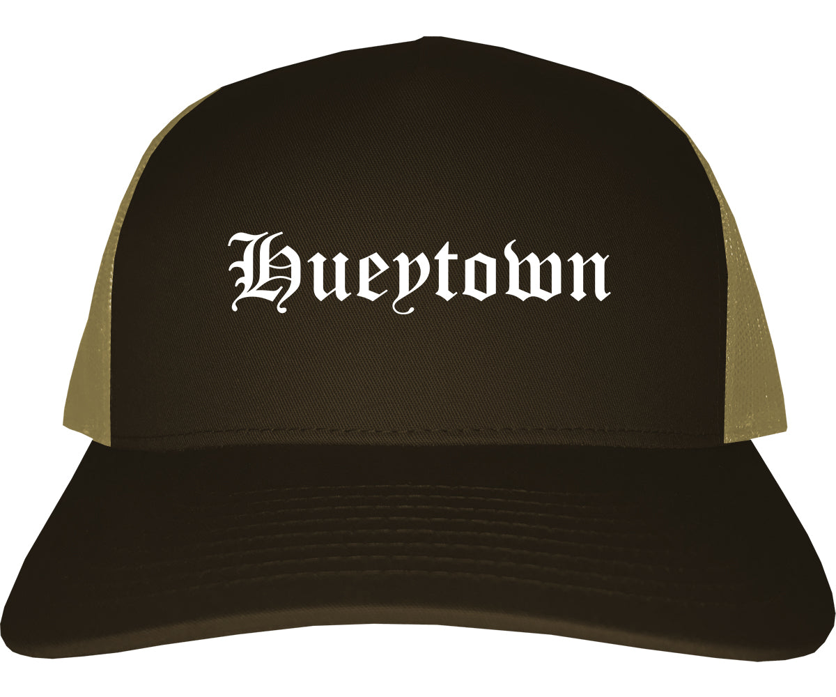 Hueytown Alabama AL Old English Mens Trucker Hat Cap Brown