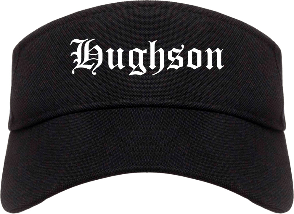 Hughson California CA Old English Mens Visor Cap Hat Black
