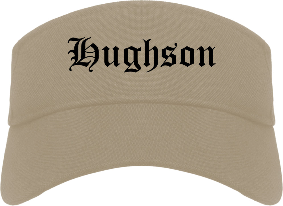 Hughson California CA Old English Mens Visor Cap Hat Khaki