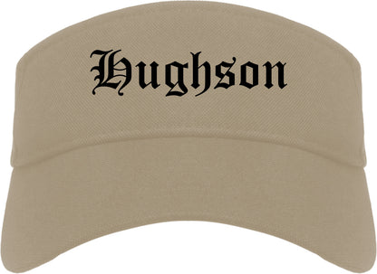 Hughson California CA Old English Mens Visor Cap Hat Khaki