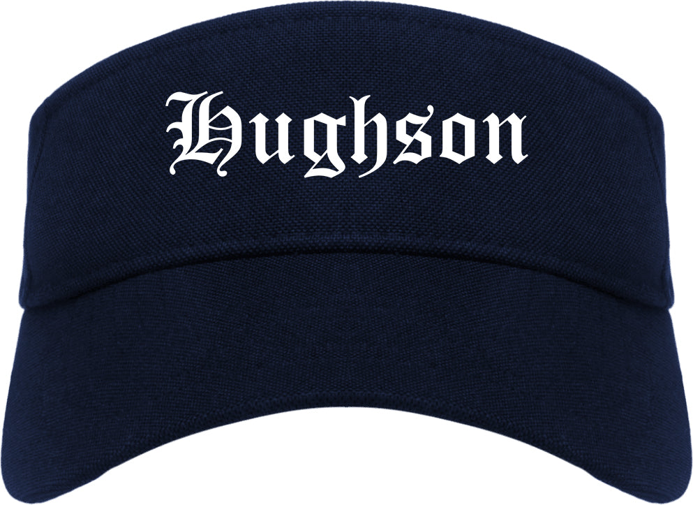 Hughson California CA Old English Mens Visor Cap Hat Navy Blue