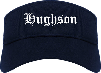 Hughson California CA Old English Mens Visor Cap Hat Navy Blue