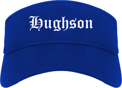 Hughson California CA Old English Mens Visor Cap Hat Royal Blue