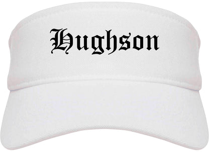 Hughson California CA Old English Mens Visor Cap Hat White
