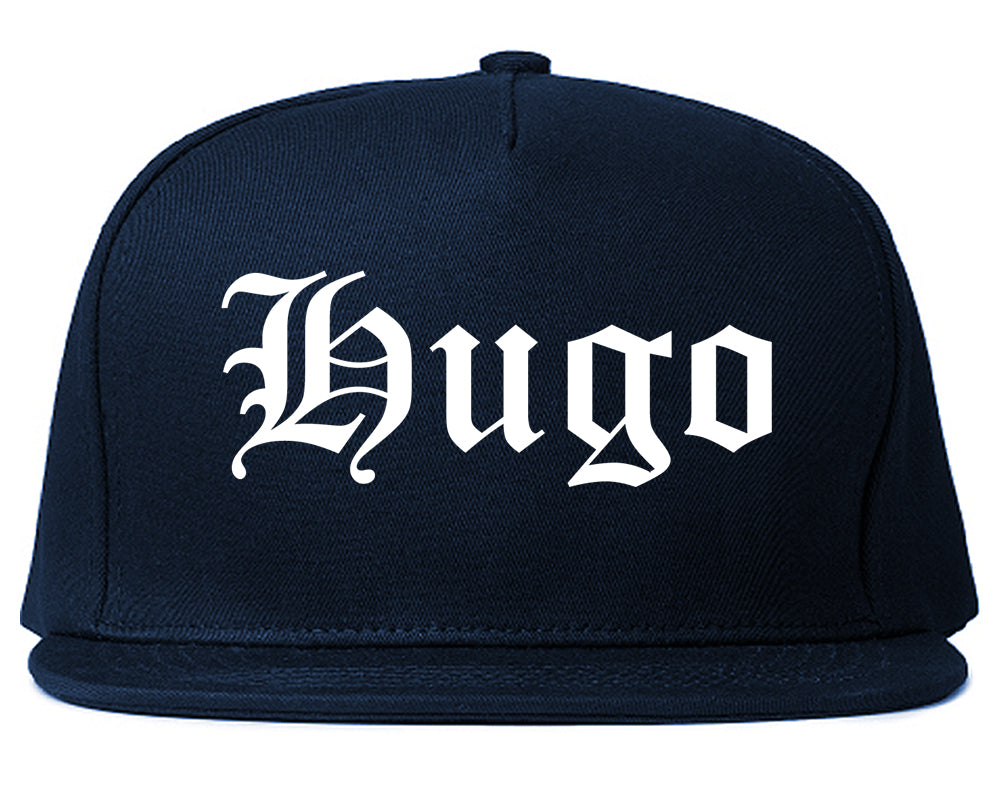 Hugo Minnesota MN Old English Mens Snapback Hat Navy Blue