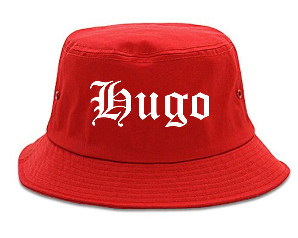 Hugo Minnesota MN Old English Mens Bucket Hat Red