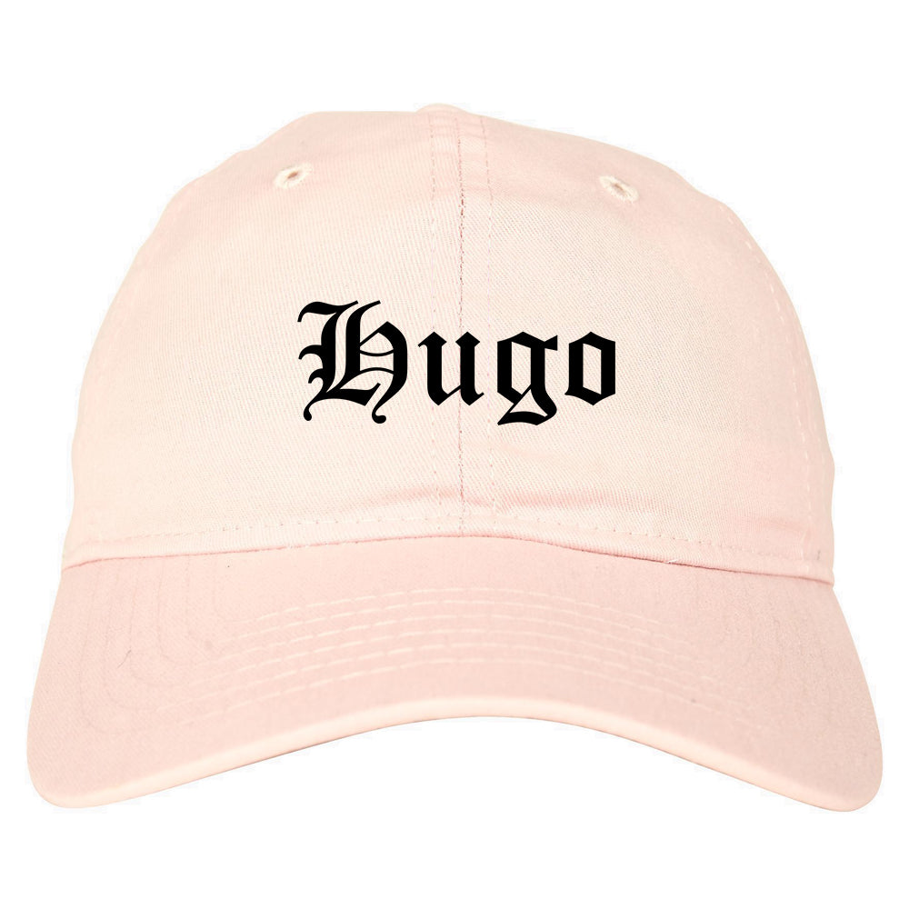 Hugo Minnesota MN Old English Mens Dad Hat Baseball Cap Pink