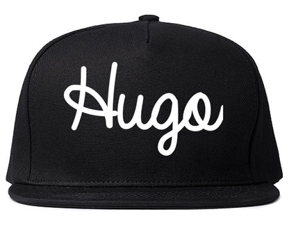 Hugo Minnesota MN Script Mens Snapback Hat Black