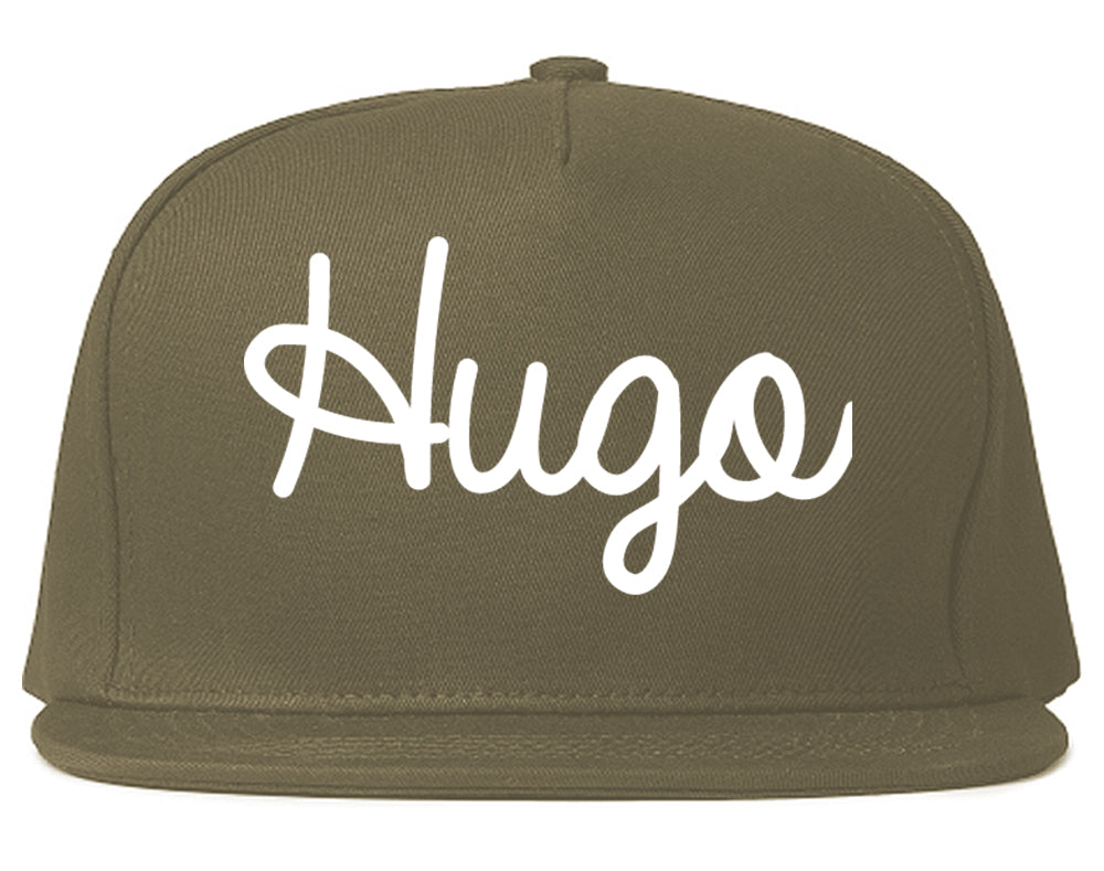 Hugo Minnesota MN Script Mens Snapback Hat Grey