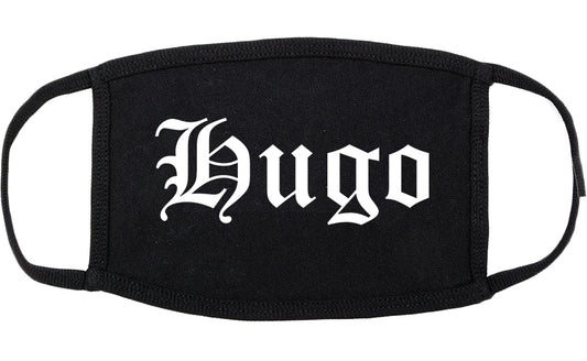 Hugo Oklahoma OK Old English Cotton Face Mask Black