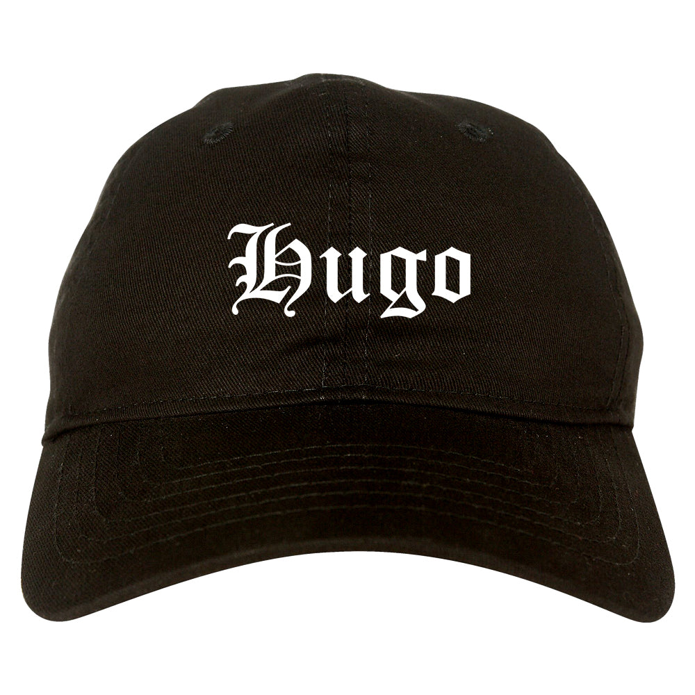 Hugo Oklahoma OK Old English Mens Dad Hat Baseball Cap Black