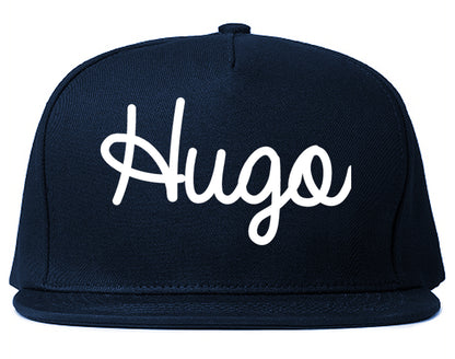 Hugo Oklahoma OK Script Mens Snapback Hat Navy Blue