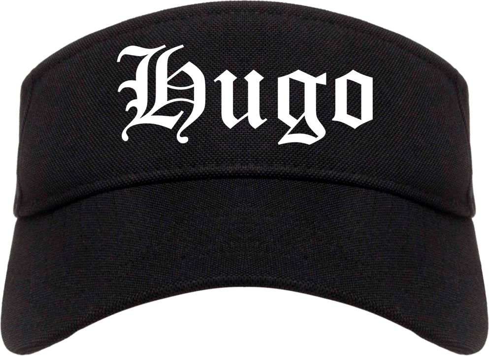 Hugo Oklahoma OK Old English Mens Visor Cap Hat Black