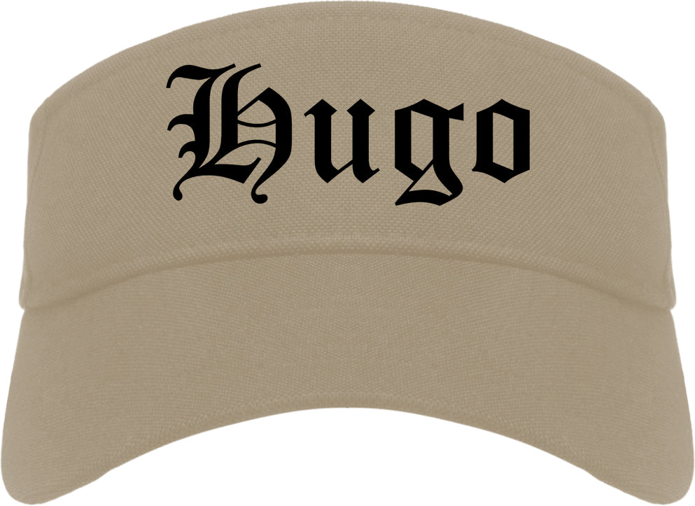 Hugo Oklahoma OK Old English Mens Visor Cap Hat Khaki
