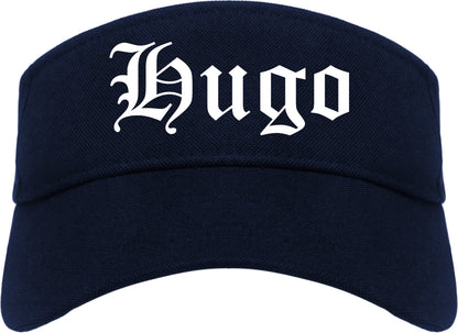 Hugo Oklahoma OK Old English Mens Visor Cap Hat Navy Blue