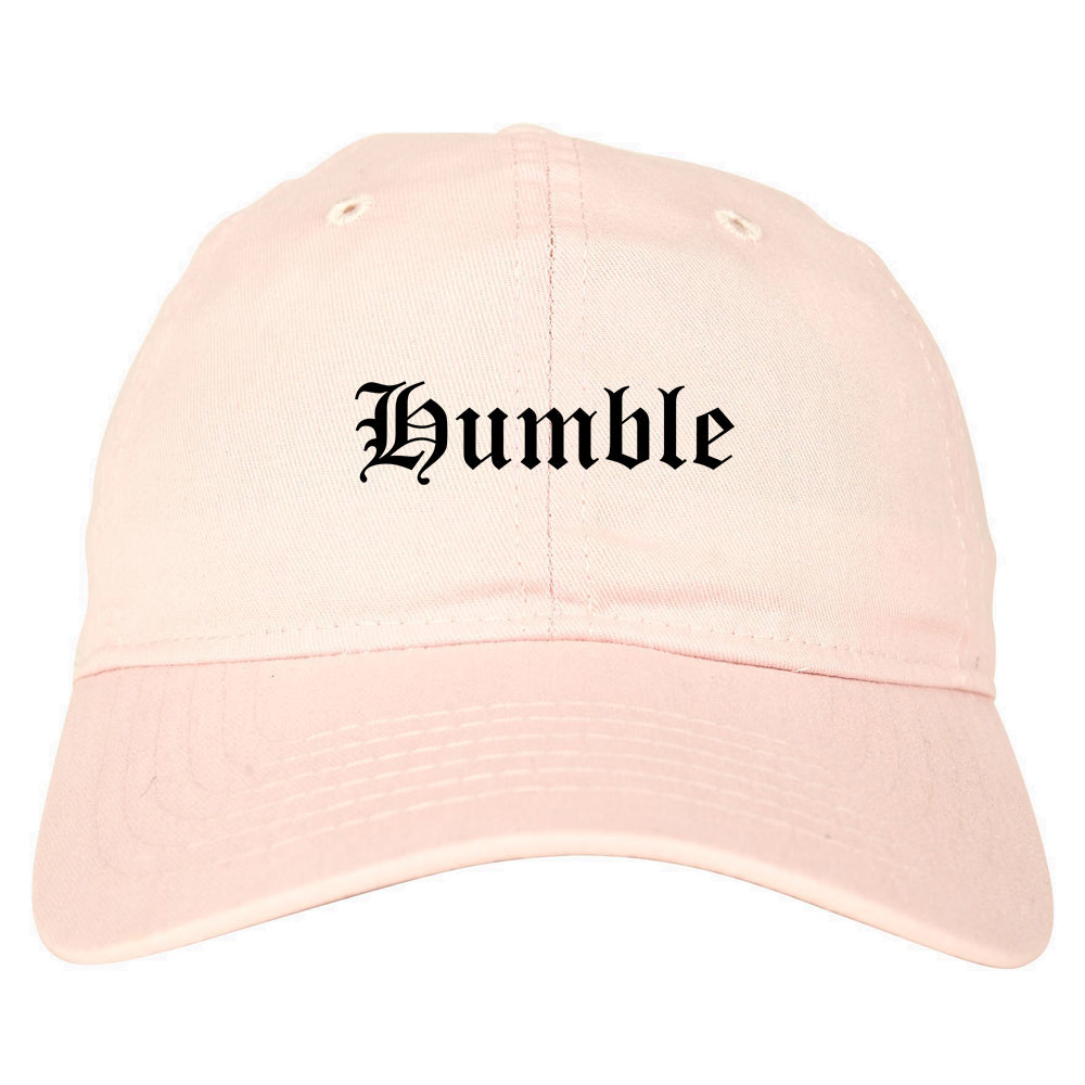 Humble Texas TX Old English Mens Dad Hat Baseball Cap Pink
