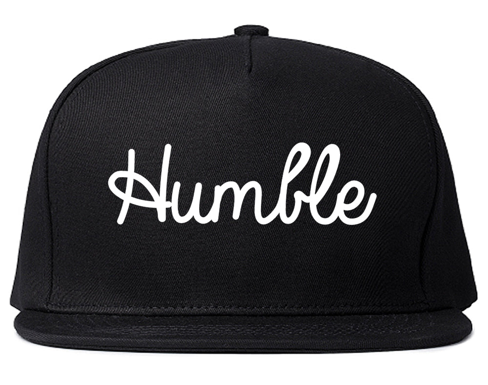 Humble Texas TX Script Mens Snapback Hat Black