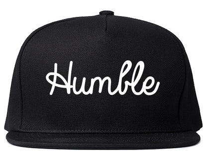 Humble Texas TX Script Mens Snapback Hat Black
