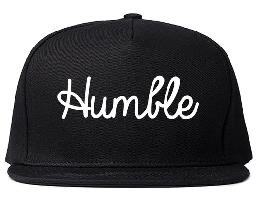 Humble Texas TX Script Mens Snapback Hat Black
