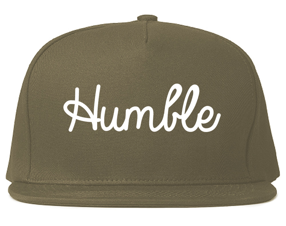 Humble Texas TX Script Mens Snapback Hat Grey