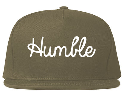 Humble Texas TX Script Mens Snapback Hat Grey