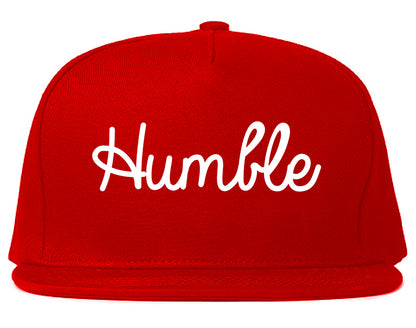 Humble Texas TX Script Mens Snapback Hat Red