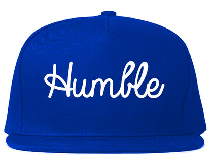 Humble Texas TX Script Mens Snapback Hat Royal Blue