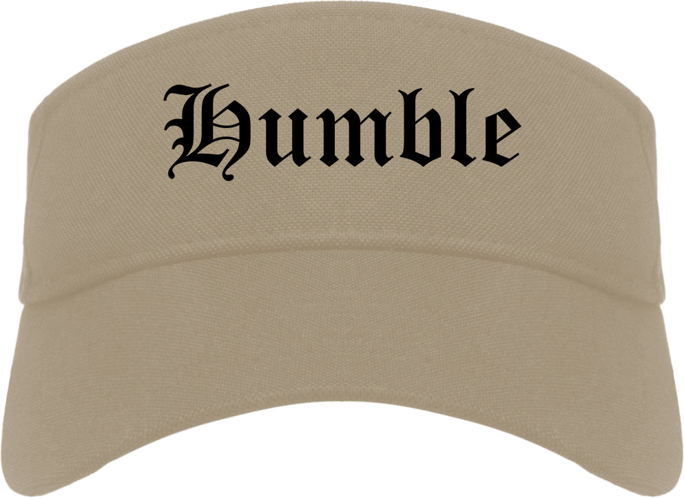 Humble Texas TX Old English Mens Visor Cap Hat Khaki