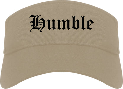 Humble Texas TX Old English Mens Visor Cap Hat Khaki