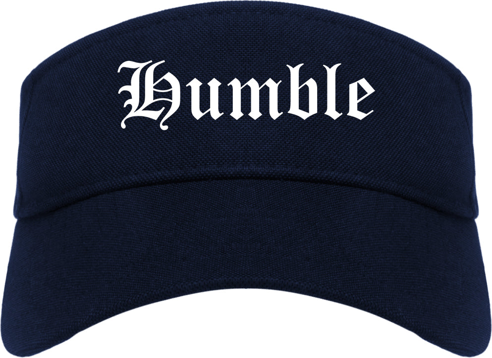 Humble Texas TX Old English Mens Visor Cap Hat Navy Blue