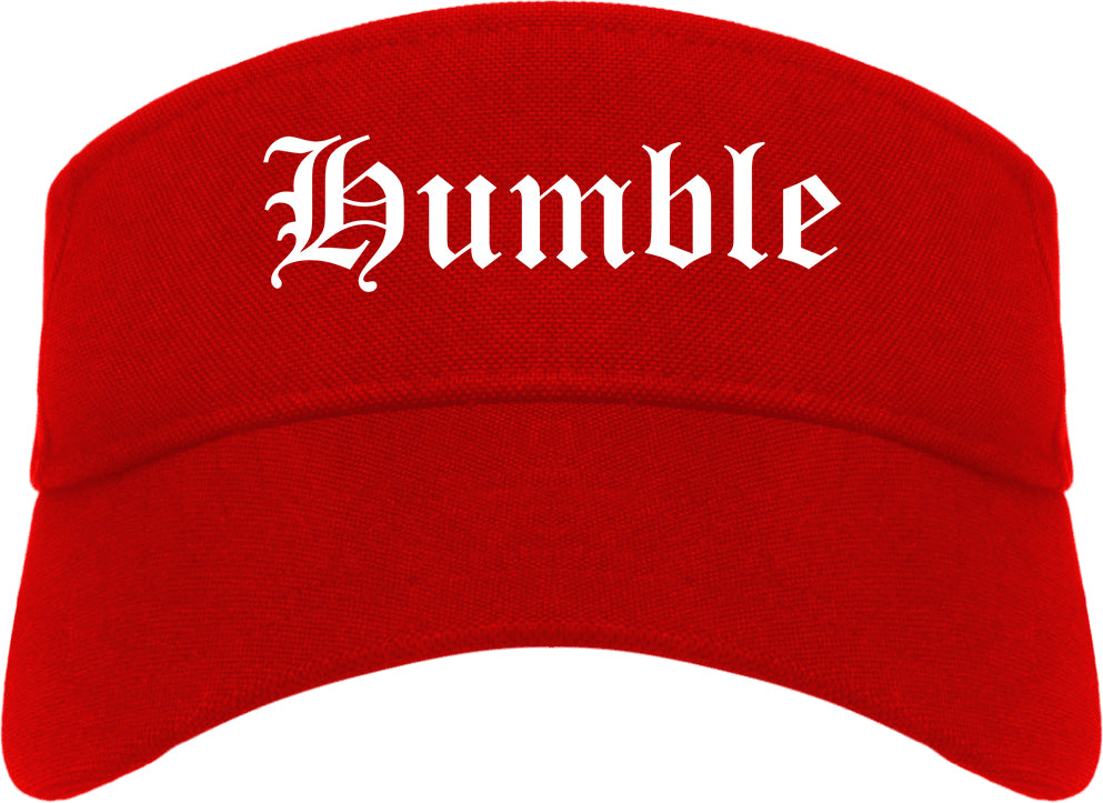 Humble Texas TX Old English Mens Visor Cap Hat Red
