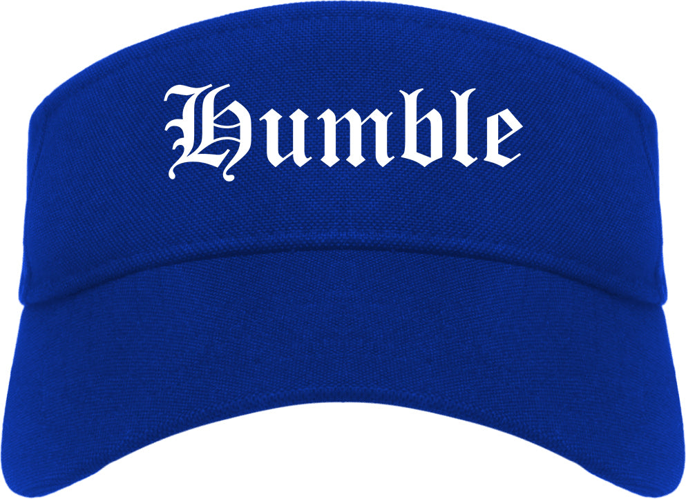 Humble Texas TX Old English Mens Visor Cap Hat Royal Blue