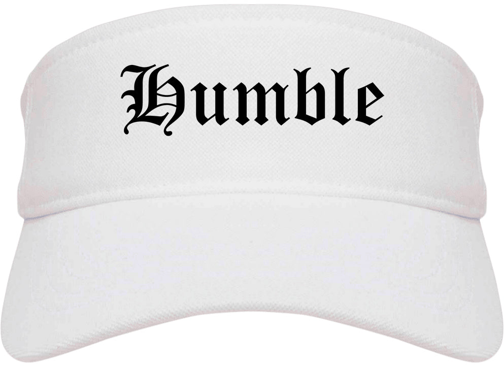 Humble Texas TX Old English Mens Visor Cap Hat White