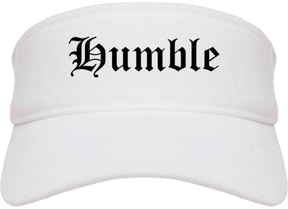 Humble Texas TX Old English Mens Visor Cap Hat White